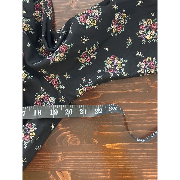 VTG SL Petites 80s Prairie Dress 8 Black Cream Floral Lace Coquette Cottagecore - Picture 13 of 16